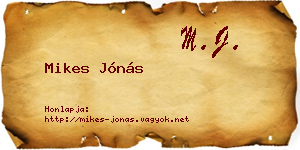 Mikes Jónás névjegykártya